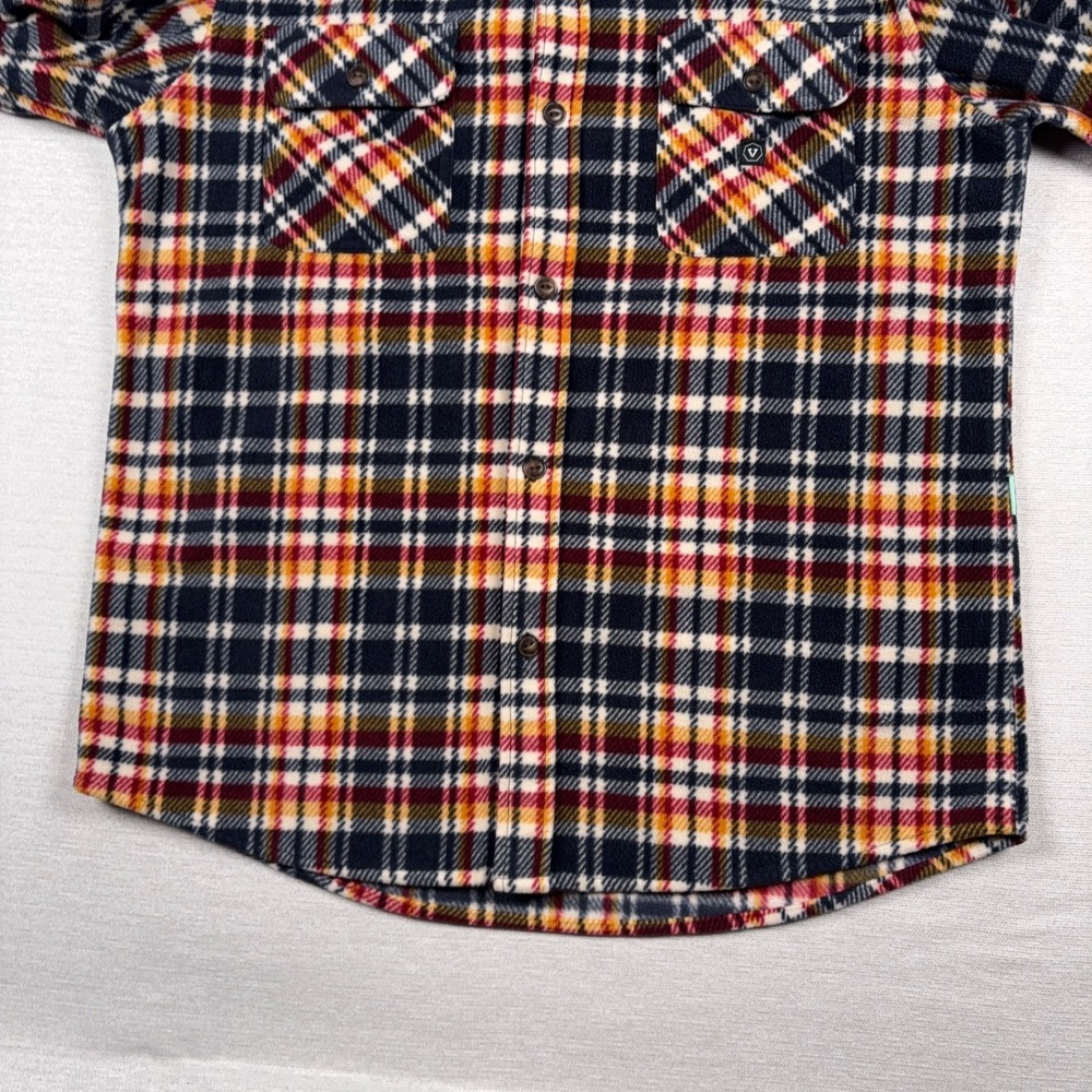 Vissla Eco ZY Polar Flannel Shirt Mens Size L Blue Red Orange Polyester Fleece - Picture 5 of 10